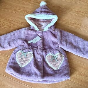 New with Tag Hooded Plush Toder Jacket - Size 3T - light purple